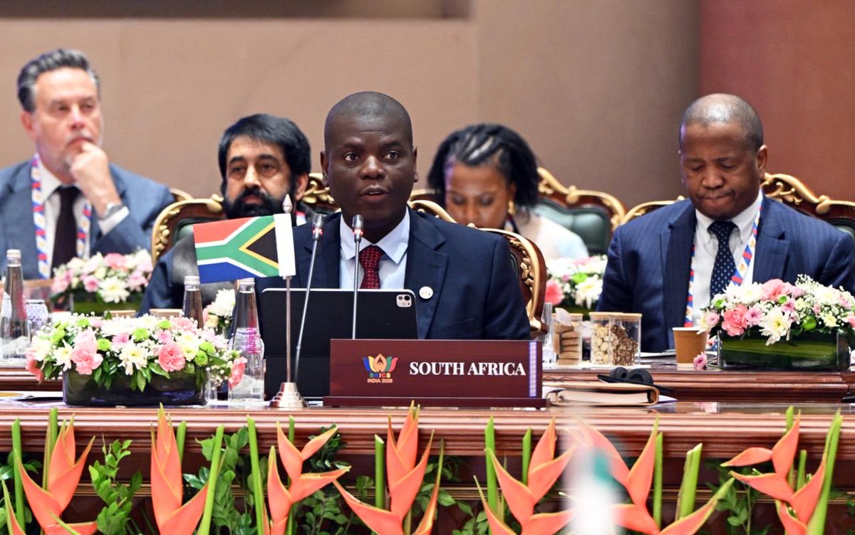 DIRCO_ZA's tweet photo. LISTEN | Opening remarks by Minister of International Relations and Cooperation, Mr Ronald Lamola during the BRICS Foreign Ministers’ Meeting in New Delhi, India 14/05/2026.
#SAatBRICS
#BRICS
https://t.co/TD3ILNVHqq https://t.co/RU7aZOxeF8
