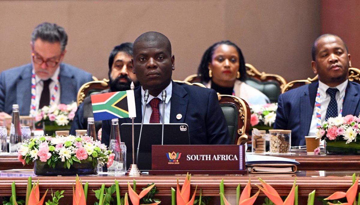 DIRCO_ZA's tweet photo. LISTEN | Opening remarks by Minister of International Relations and Cooperation, Mr Ronald Lamola during the BRICS Foreign Ministers’ Meeting in New Delhi, India 14/05/2026.
#SAatBRICS
#BRICS
https://t.co/TD3ILNVHqq https://t.co/RU7aZOxeF8