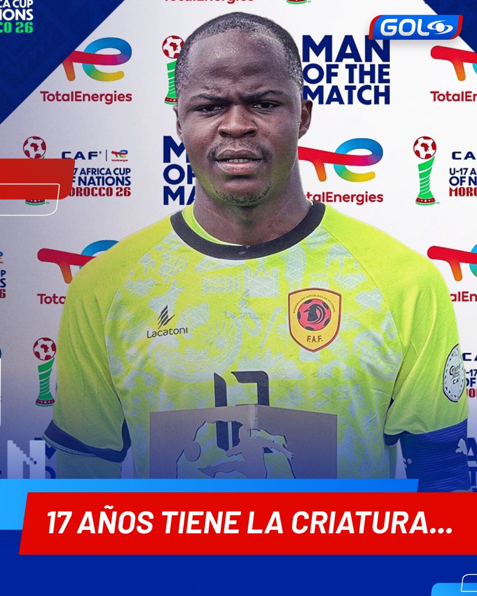 GolCaracol's tweet photo. 😳⚽ ¿TIENE BUENO EL REGISTRO CIVIL?

🇦🇴 Gelson Dala, arquero de la Selección de Angola Sub-17, fue elegido como el jugador del partido en la Copa Africana y se volvió viral por su apariencia física. 👀🔥

El guardameta figura oficialmente con 16 años y las reacciones en redes no se hicieron esperar. 🤯💥

¿Qué opinan ustedes? 👇⚡ #FutboleroGol