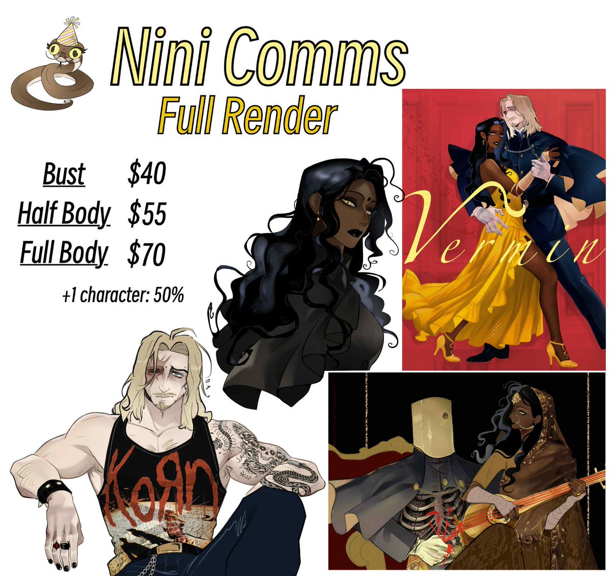 NiniPress's tweet photo. I’m reopening comms to fix some financial strains! Dm me if interested. ✨ https://t.co/MMfUVgtuDs