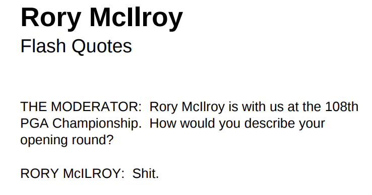 fried_egg_golf's tweet photo. Rory with a thoughtful answer on his play today https://t.co/5sEYqwK5wE