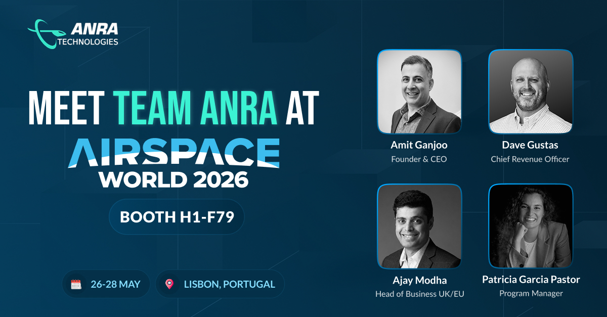 ANRATech's tweet photo. @AirspaceWorld  2026 is almost here ✈️ We’re excited to be back in Lisbon connecting with partners, customers, and the aviation community. 

Visit Team @ANRATech at Booth H1-F49 to talk #Uspace, drone integration, and digital airspace solutions. See you there! https://t.co/nzSc3oywXM