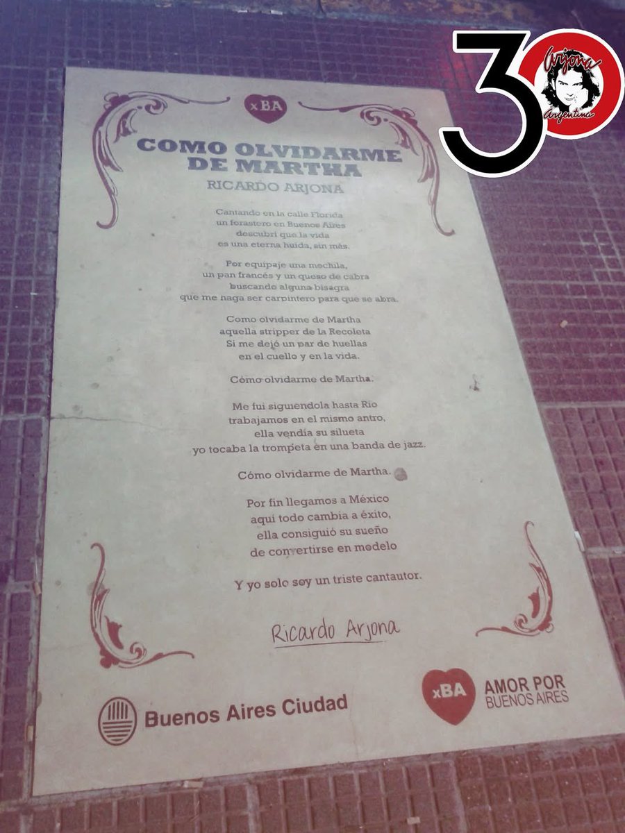 notiarjona's tweet photo. Hace 14 Años se inauguraba la baldosa de Marta en Buenos Aires 
@Ricardo_Arjona @InfoMundoArjona 
@Marcelofigoli @fenix_latam 
 #LoQueElSecoNoDijo #GiraArjona  #Argentina 🇦🇷🇦🇷🇦🇷🇦🇷🇦🇷 https://t.co/w72sT5zapf