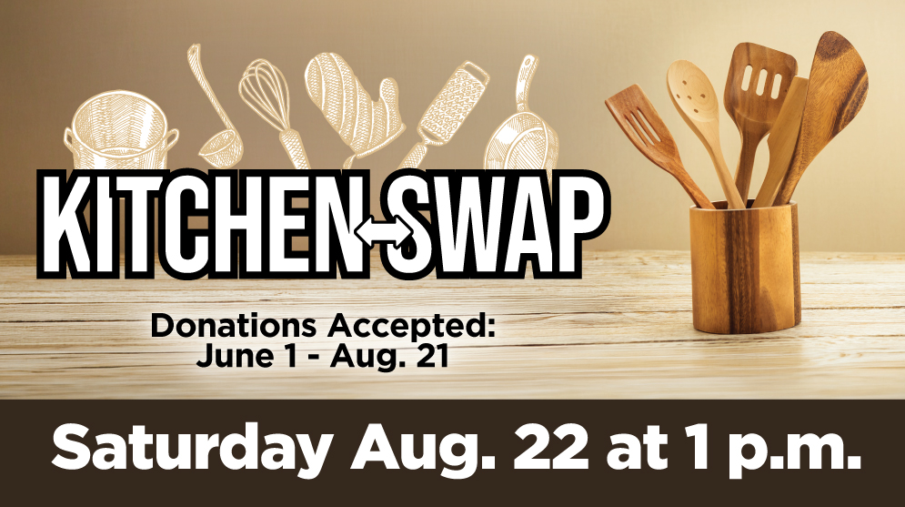 OrlandPkLibrary's tweet photo. DONATIONS ACCEPTED JUNE 1-AUGUST 21
Have some kitchenware that could use a new home? Donate your gently used items, then come back on August 22 to “shop” from the donated materials. No donation necessary to participate! https://t.co/dDgWBiGo8u