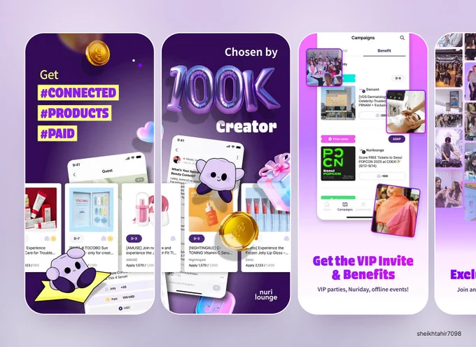 크리에이터 캠페인 앱 — 보라색 3D 앱스토어 스크린샷
