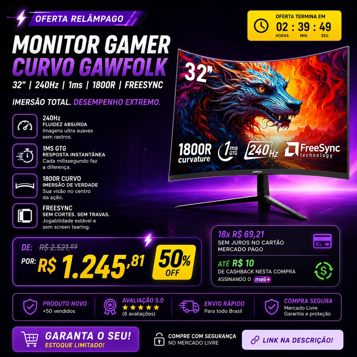 MapaDaPromoo's tweet photo. ⚡ OFERTA RELÂMPAGO
💸 De R$2.521,89 por R$1.245,81
🔥 50% OFF
💳 18x de R$69,21 sem juros
🔗 Link : https://t.co/jg3dEV6oCR
#MonitorGamer #SetupGamer #Gawfolk #MonitorCurvo #240Hz #FreeSync #OfertaRelampago #Achadinhos #Promocao #Gamer https://t.co/xgIa4KTWUy