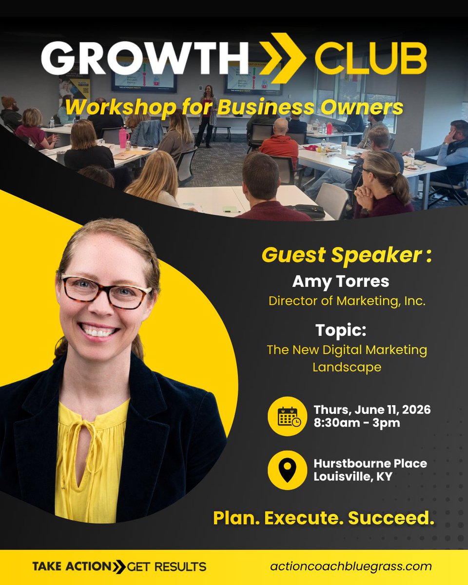 BluegrassCoach's tweet photo. Excited to announce our Guest Speaker for the next #GrowthCLUB - Amy Torres!

Get tickets: https://t.co/tMtRfx0cw3

💡If you are a business owner with 5 or more employees, email markmcnulty@actioncoach.com for the promo code!

#louisvillebusiness #LouisvilleEvents #ActionCOACH https://t.co/R4ySqc5Rqw