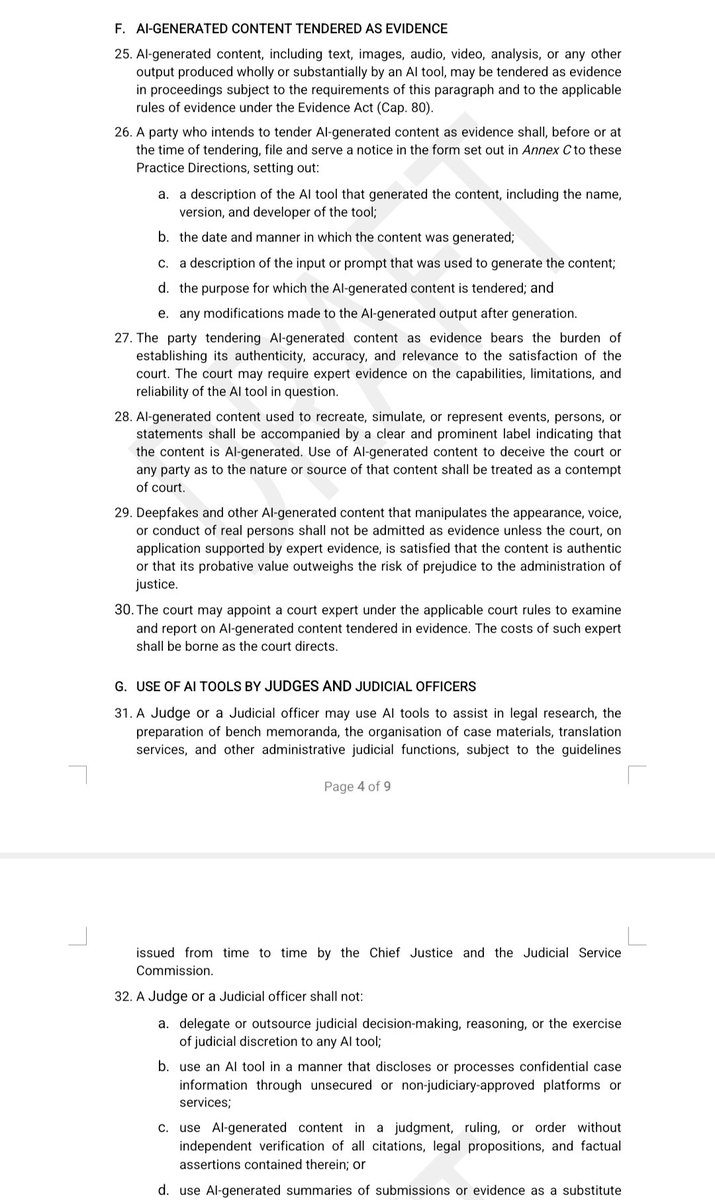 ChebetFlora's tweet photo. Directions on AI-generated content tendered as evidence. https://t.co/SDDXwpal5Y