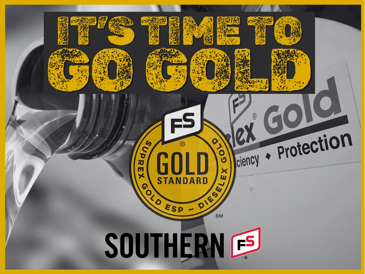 Southern_fs_inc's tweet photo. It’s Time to Go Gold! Power up your operation with Suprex Gold ESP and Dieselex Gold Diesel Fuel, the winning combination built to keep your equipment running cleaner, stronger, and more efficiently. Contact your Southern FS Energy Specialist for more info! https://t.co/cPgdMnpeYg