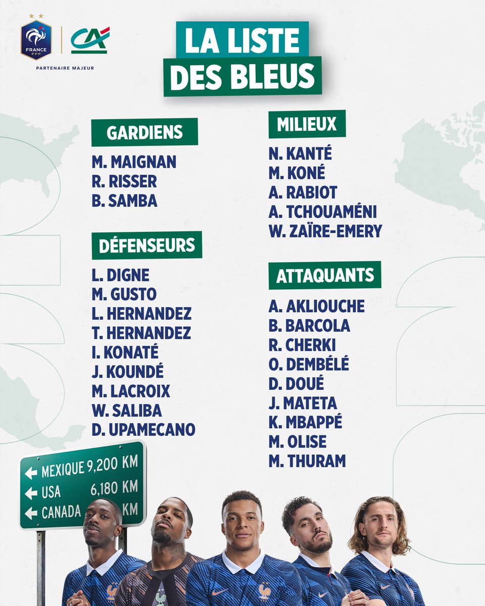 tousuncotefoot's tweet photo. 🔴 OFFICIEL !

LA LISTE DES BLEUS EST CONNUE ! 🏆🌍🤩

Prêts à vibrer derrière l’Équipe de France, à partager chaque émotion et à soutenir nos joueurs jusqu’au bout 🔥

Allez les Bleus ! 💙🤍❤️ https://t.co/INuDSuoHA3