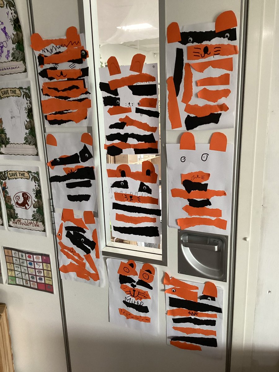 MrsGriffiths7's tweet photo. Our wonderful selection of tiger art 🐯🐾🖤 #eyfs #art #expressivearts #weareartists https://t.co/9OoYKwcPoV