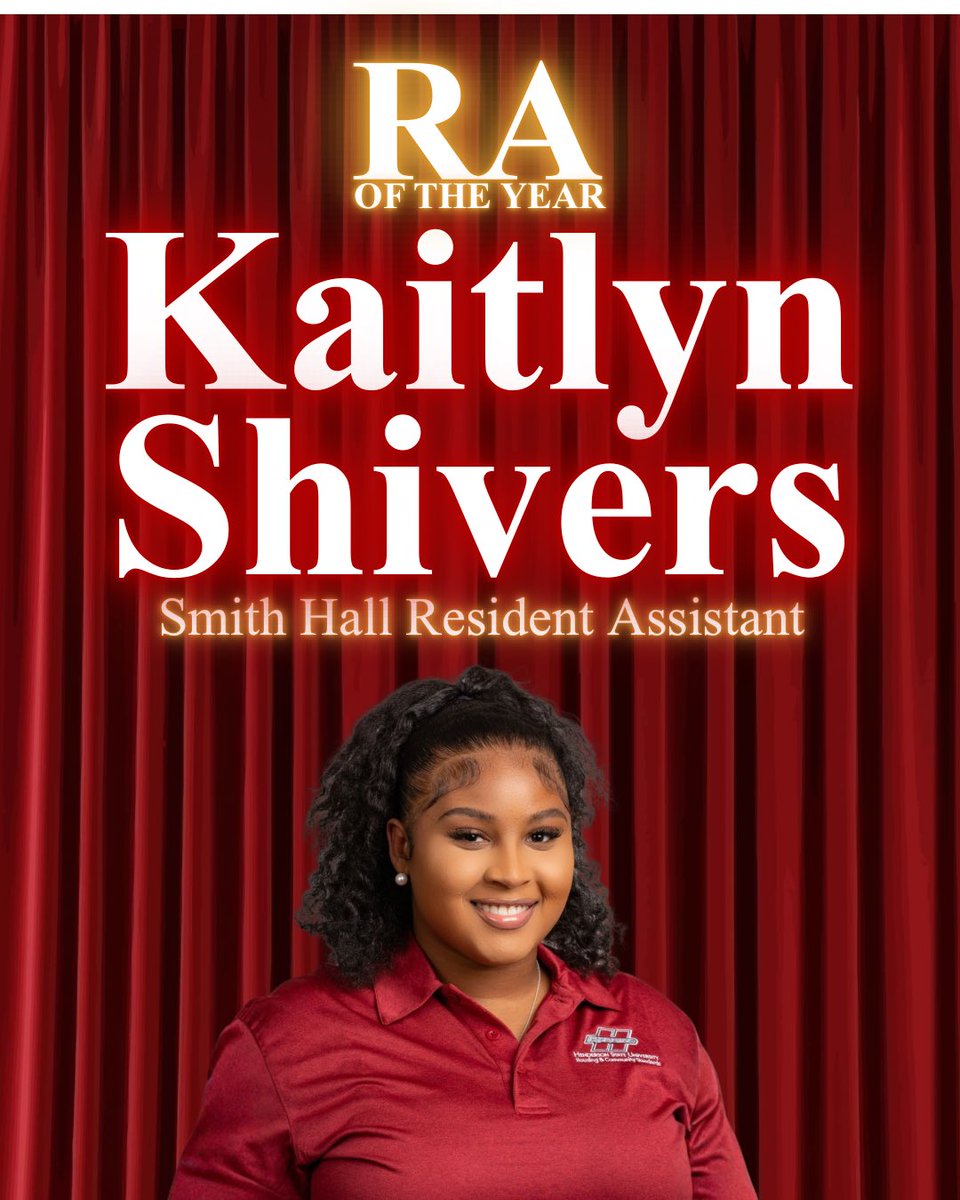 HSUHousing's tweet photo. 🎬And the Rezys go to… 

A couple weeks ago we rolled out the red carpet for our HSU Housing Closing Banquet: The Rezys 🎞️

🏆 RA of the Year: Kaitlyn Shivers
🏆 HD of the Year: Kaylee Mason
🏆 Staff of the Year: University Place

#HendersonState #HSUHousing #TheRezys #Reddies https://t.co/arC0aWqDEk