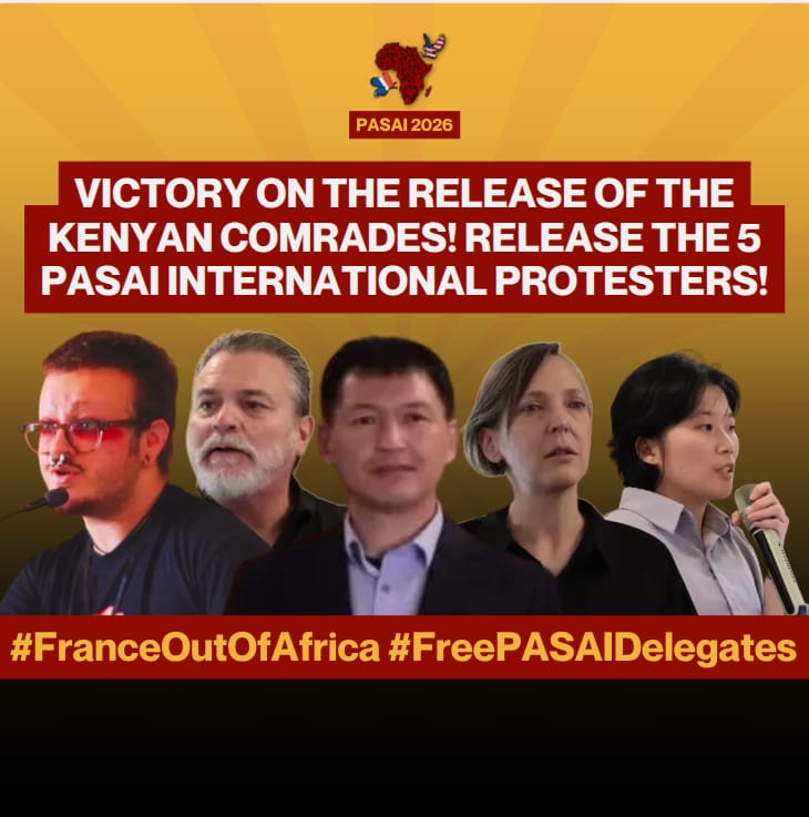 PeshanneKariuki's tweet photo. French imperialism has no place in Kenya.
From economic control to political interference
And deporting international comrades for standing with Kenyans only exposes the fear of people’s solidarity.
Solidarity is not a crime. 
Death to Imperialism!!✊🏾✊🏾
#FreePASAIDelegates https://t.co/4TYGGR9GaQ