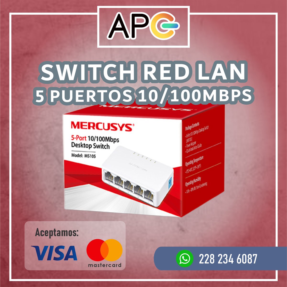 DULCEPAPEL's tweet photo. 💻 ¿Te faltan puertos de red?
Switch LAN 5 puertos 10/100 MBPS
🔌 Conecta varias computadoras o dispositivos fácilmente
💲$99 pesos

📲 https://t.co/GqTvBc5oTv

#Xalapa #Coatepec #Banderilla https://t.co/PAnLi3xAl0