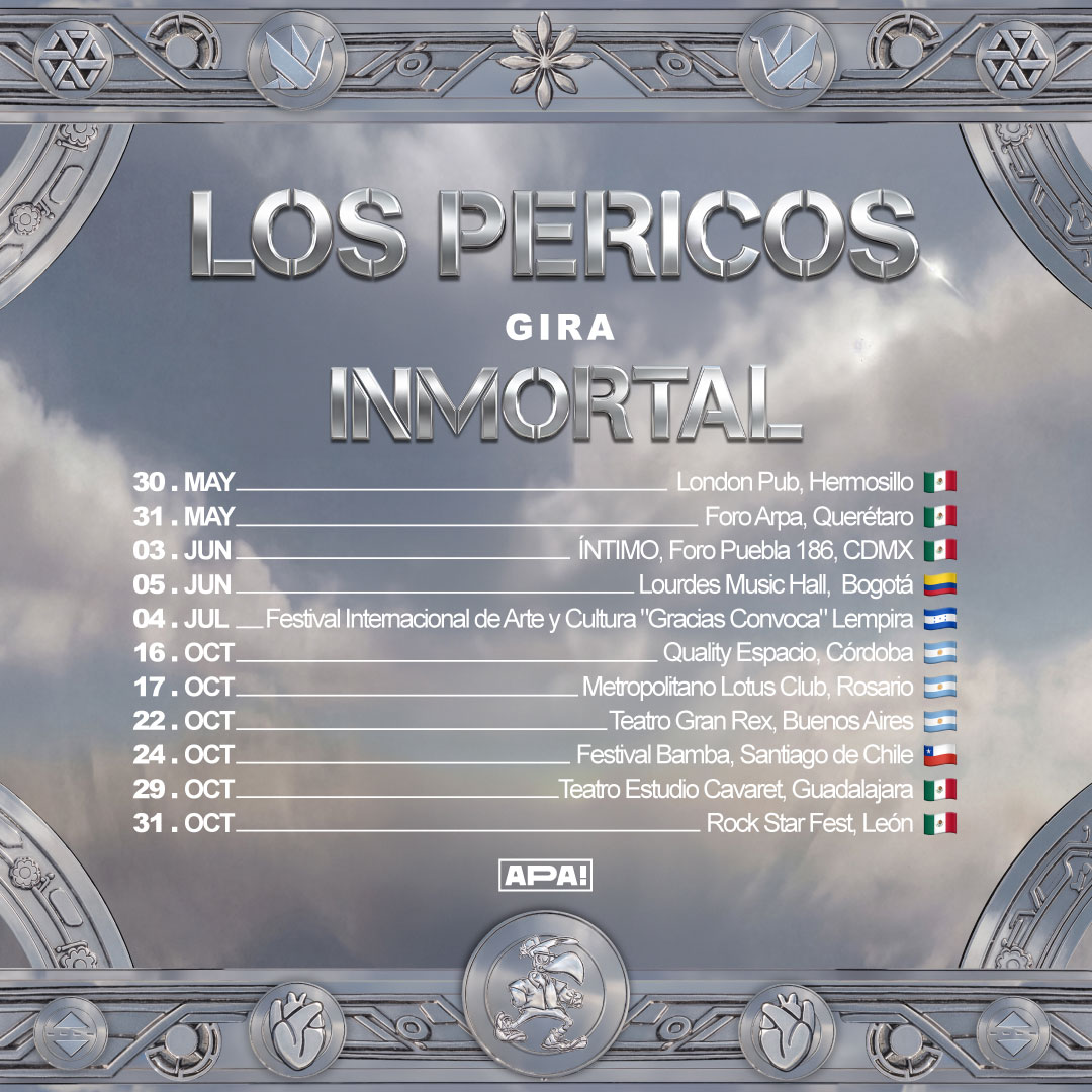 pericosreggae's tweet photo. La Gira Inmortal nos llevará por México, Colombia, Honduras, Argentina y Chile este 2026 😍♾️

❕ Nuevos anuncios:
⭕ 3/6: show íntimo en Foro Puebla CDMX, 🎟️ a la venta 15/5
⭕ Pronto más info de Honduras
⭕ 29/10: Teatro Estudio Cavaret GDL 🇲🇽
Preventa 15/5 | General 16/5 https://t.co/4XrUvX6WOE