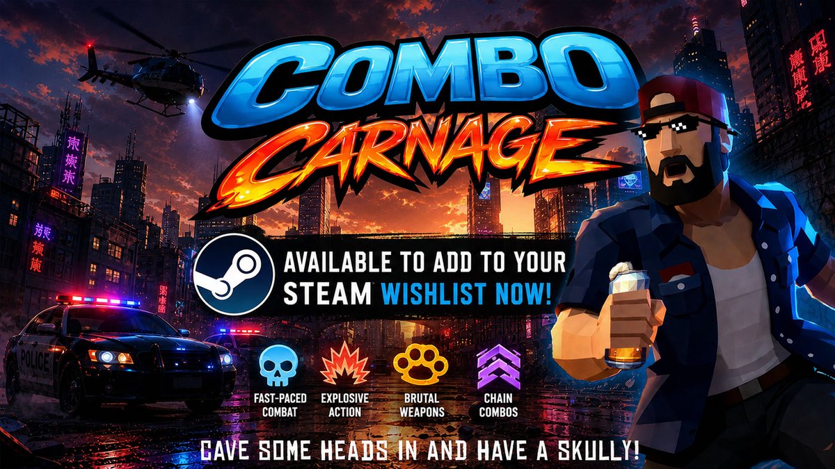 ComboCarnageuk's tweet photo. https://t.co/EfmS5aJGHp

Ever wanted to smash through crowds, fight off the cops, and scream abuse while racking up insane combo scores?

Welcome to COMBO CARNAGE, the fast-paced arcade rampage where chaos is the goal and mercy doesn’t exist.

#gaming #newgames #indiegame https://t.co/dd3GF0b9at