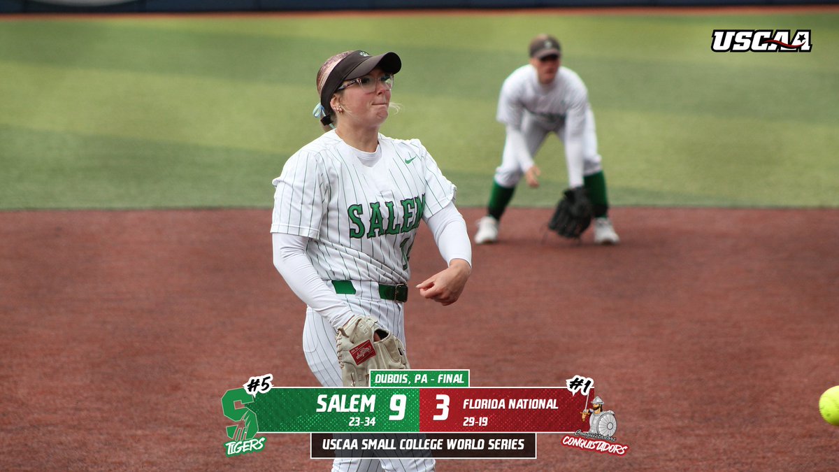 SalemUTigers's tweet photo. Salem Softball claims their first-ever @USCAA National Championship with a 9-3 win over Florida National! #DefendTheDen https://t.co/KqqiyhecnA