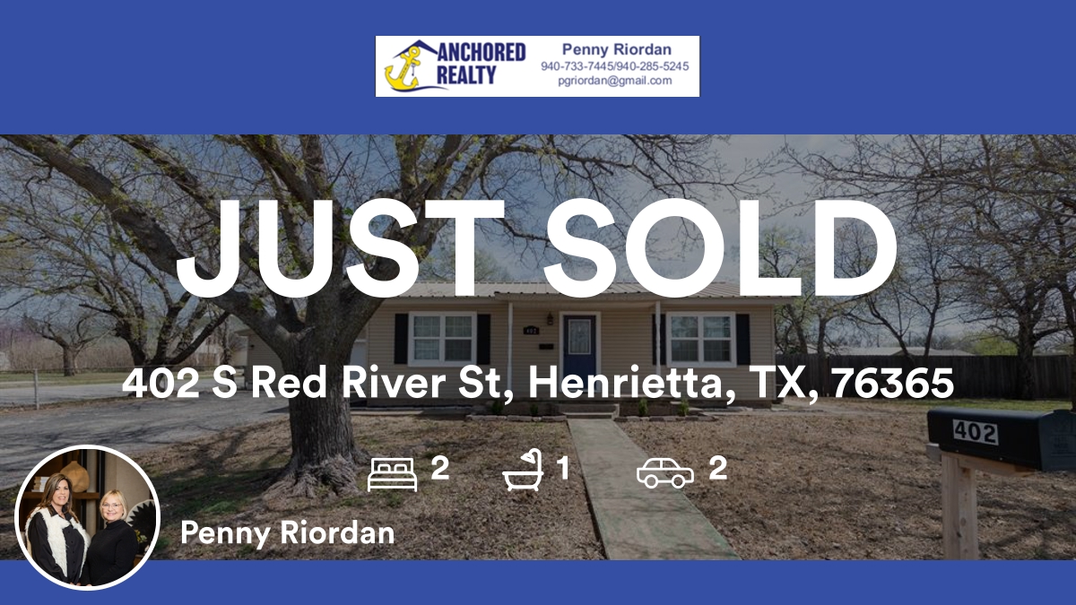 PennyPriordan's tweet photo. 🛌 2 🛀 1 🚘 2
📍 402 S Red River St, Henrietta, TX, 76365

My latest sale on RateMyAgent.
TEXAS 0500727
https://t.co/LkMmOdTeZ4

...
#ratemyagent #realestate #Anchored_Realty#PennyRiordanTeam https://t.co/r1WyEuvGT2