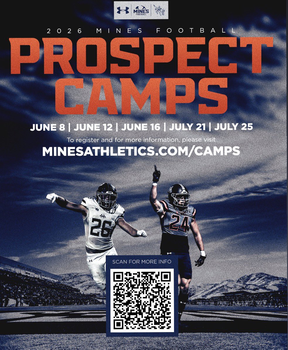 StrattonRange5's tweet photo. Grateful for the invite to the @MinesFootball Prospect Camp this summer. Appreciate @allashford1 and the Orediggers staff for the opportunity. Time to get to work. https://t.co/ugnsoFfqMD