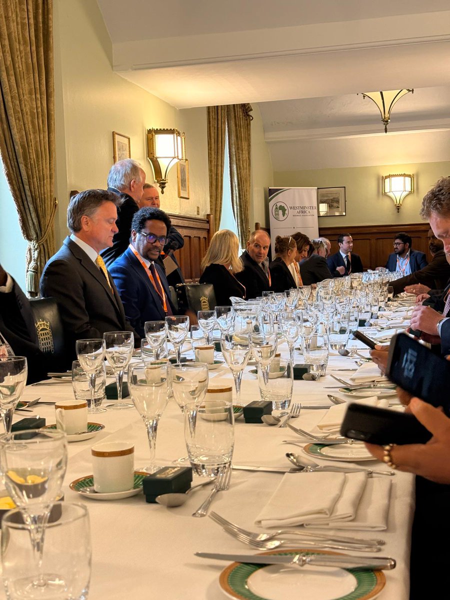 ETEmbassyLDN's tweet photo. 𝗘𝘁𝗵𝗶𝗼𝗽𝗶𝗮 𝗦𝗵𝗼𝘄𝗰𝗮𝘀𝗲𝘀 𝗥𝗲𝗳𝗼𝗿𝗺 𝗔𝗴𝗲𝗻𝗱𝗮 𝗮𝘁 𝗨𝗞 𝗣𝗮𝗿𝗹𝗶𝗮𝗺𝗲𝗻𝘁

His Excellency Ambassador Biruk Mekonnen addressed Members of Parliament at the UK House of Commons during the Westminster Africa Business Association (WABA) Lunch Event today, emphasizing Ethiopia’s commitment to advancing energy development, infrastructure expansion, and regulatory reform.

Speaking before UK policymakers and business leaders, Ambassador Biruk highlighted Ethiopia’s ongoing economic transformation and the country’s efforts to build the financial and physical foundations necessary to sustain one of the world’s fastest-growing economies.

The Ambassador noted that Ethiopia is transitioning from energy scarcity to surplus through major investments in hydropower and wind energy, positioning itself as a regional clean energy hub capable of supplying power beyond its borders. He also pointed to Ethiopia’s growing leadership in Africa’s electric vehicle revolution, citing the establishment of 17 operational EV assembly plants supported by bold government incentives aimed at accelerating a clean energy future.

Ambassador Biruk further underscored the government’s ongoing economic reforms, including the opening of the banking, telecommunications, and logistics sectors to international investors as part of broader efforts to strengthen investor confidence and expand global partnerships.

Reaffirming Ethiopia’s readiness to deepen economic cooperation with international partners, the Ambassador stated that the country is “moving from dialogue to investment.”

He also expressed appreciation to Laurence Robertson MP and the Westminster Africa Business Association for hosting the event and facilitating constructive engagement between Ethiopia and UK stakeholders.

@AmbBirukUK @PMEthiopia @MFAEthiopia @UKinEthiopia
@EthioInvestment

#Ethiopia #UKAfricaRelations #Investment #GreenEnergy