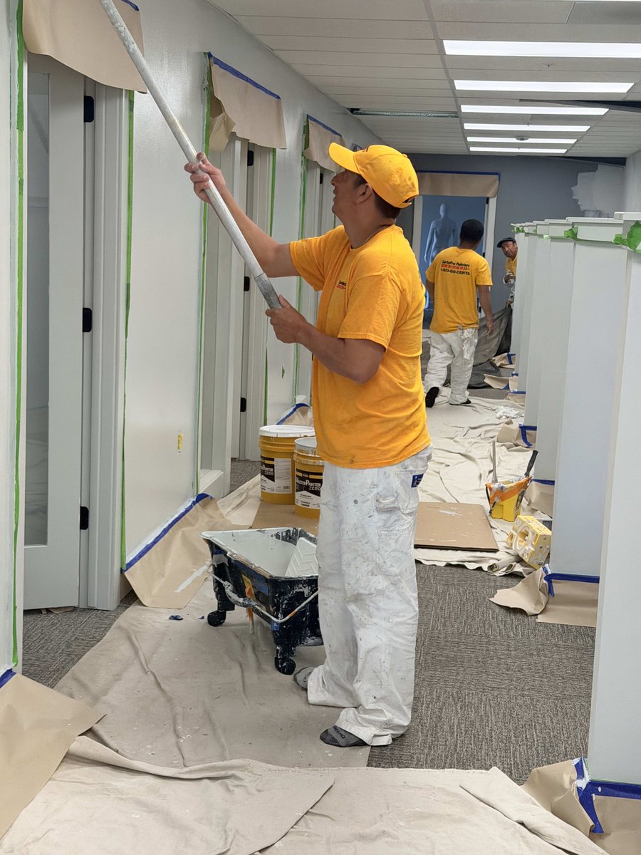 CertaProMontana's tweet photo. Tackling big spaces indoors while the spring weather keeps us on our toes! Our team ensures every corner shines bright for our clients. Painting Happy with CertaPro Painters! 🖌️🏢✨ #CommercialPainters #InteriorPainting #ProfessionalPainters  https://t.co/XHhI1wjCnC https://t.co/K3tpd9JDk3