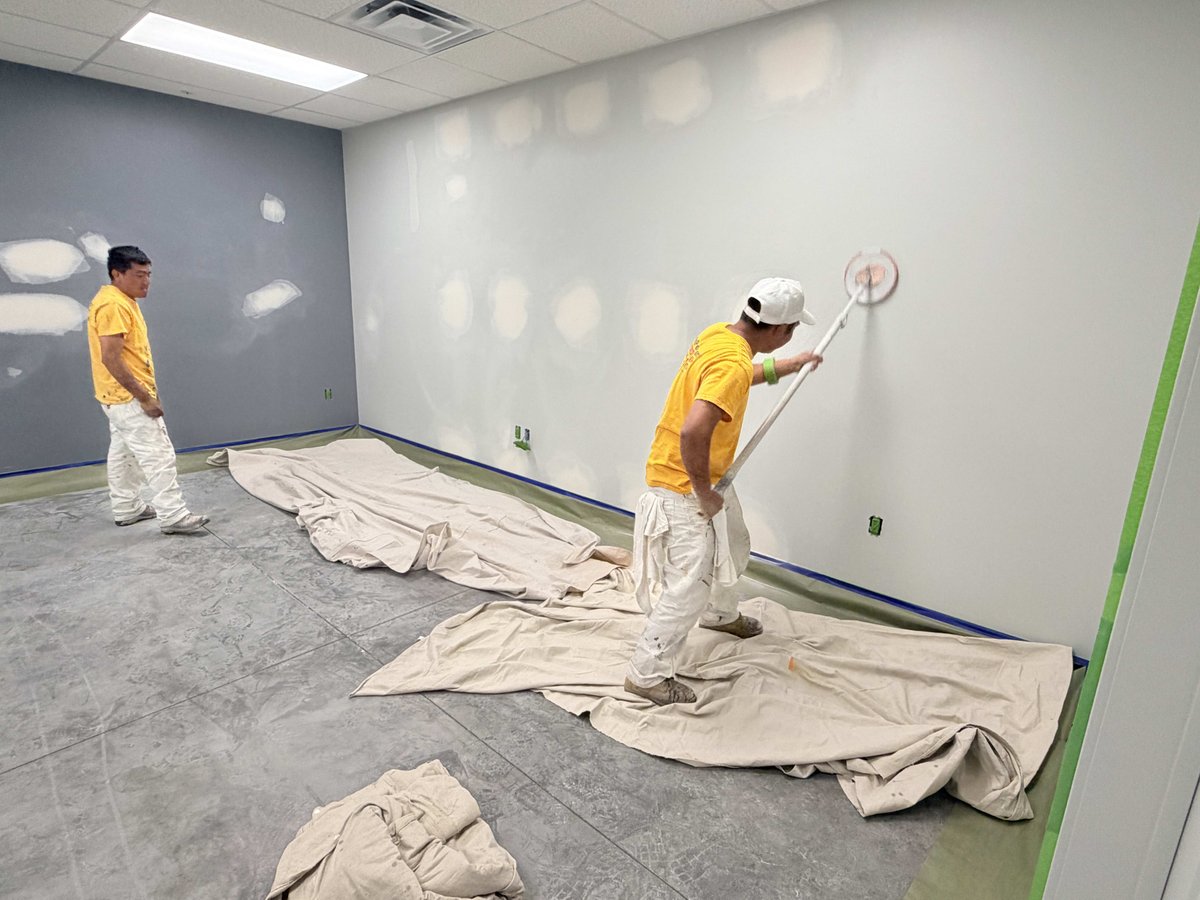 CertaProMontana's tweet photo. Tackling big spaces indoors while the spring weather keeps us on our toes! Our team ensures every corner shines bright for our clients. Painting Happy with CertaPro Painters! 🖌️🏢✨ #CommercialPainters #InteriorPainting #ProfessionalPainters  https://t.co/XHhI1wjCnC https://t.co/K3tpd9JDk3