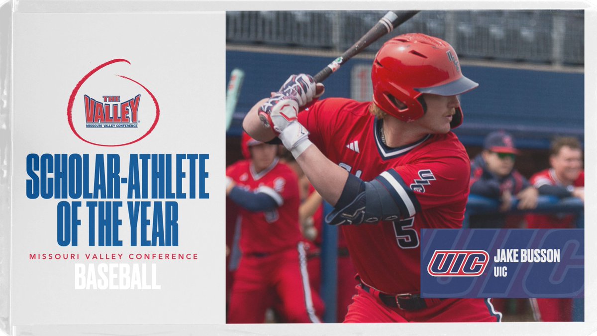 MVCsports's tweet photo. .@UIC_Baseball's Jake Busson has been voted the MVC Scholar-Athlete of the Year! 📚

Full Scholar-Athlete Team: https://t.co/pKvqAHNZJ8

#TheValleyRunsDeep https://t.co/wnBBlpVGAG