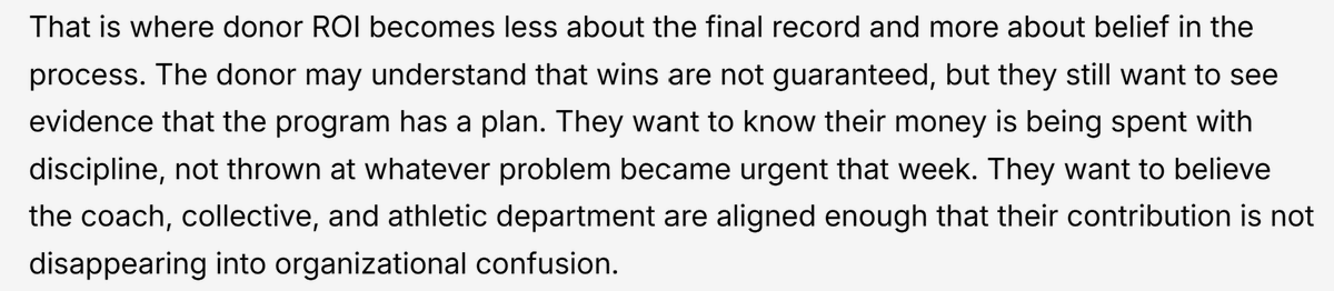 theathletegrp's tweet photo. Spending more doesn’t mean winning more. But over time, real strategy does.

Roster construction, organizational alignment, scouting, disciplined decision-making, and better executive search are the ways better programs win more and provide ROI. https://t.co/hr6w7SjHIu