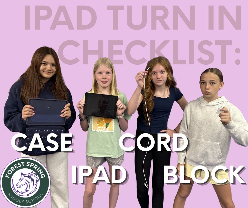 FSMSChargers's tweet photo. All students will return their iPads on Monday, May 18th during PE.

Before Monday, please make sure you have:
✔ a fully charged iPad
✔ your iPad case
✔ your school issued charger and block https://t.co/PJd5K2qHXN