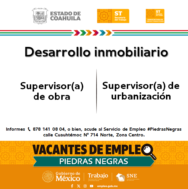 SNEPIEDRAS's tweet photo. 📢Vacantes de empleo en #RegiónNorte  #PiedrasNegras
 
📌 Servicio de Empleo #PiedrasNegras
 📍 Dirección: Cuauhtémoc N° 714 Norte, Zona Centro
📞 Informes: 878 141 08 04

Contáctanos hoy mismo.  

#Coahuila https://t.co/z2xGuFBJtU