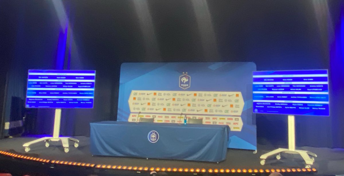 rafajuc's tweet photo. Didier Deschamps is about to arrive for his final press conference in France as head coach of the national team

Camavinga a notable absentee from the World Cup squad he has just announced, while Mateta and Lacroix both made it https://t.co/rhBXWAGaGu