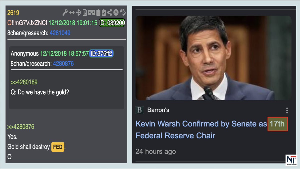 NewsTreason's tweet photo. Because OF COURSE he's the 17th Federal Reserve Chair....

Gold shall destroy FED.
Q

https://t.co/6rkKmMuKpT https://t.co/sX0u7Z48Lx