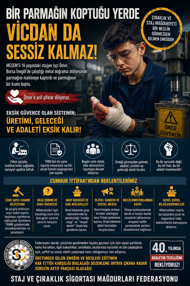 STAJ VE ÇIRAKLIK SİGORTASI MAĞDURLARI FEDERASYONU tweet media