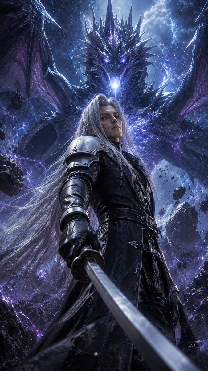 AIna_artmusic's tweet photo. Cloud. It ends today.   😬
#FF7 Return. 
#fanart #aiart 
Sephiroth https://t.co/K7YVQeCIME