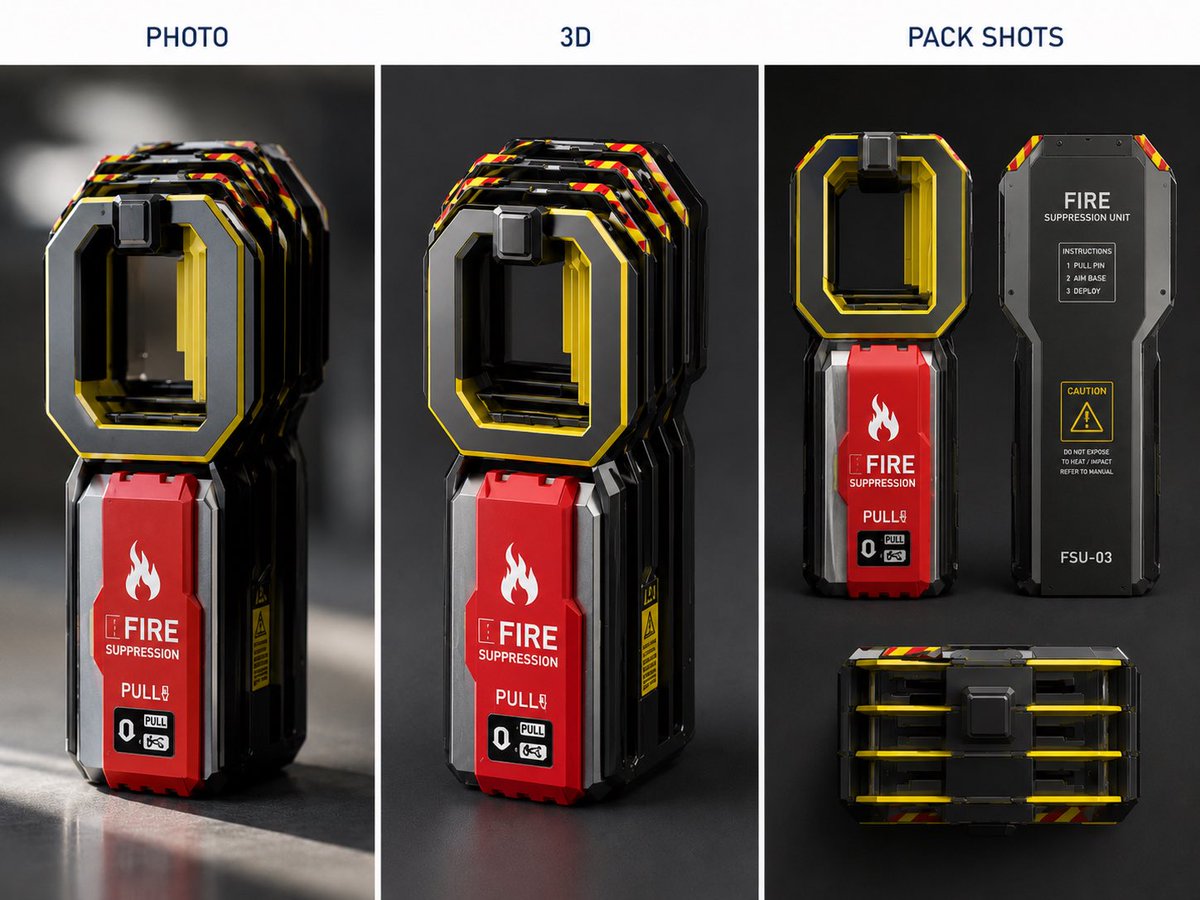 warminos's tweet photo. Recreated the Fire Suppression Unit from Directive 8020 as realistic product shots using AI.
The original design is from the amazing art team at @SuperMGames.
#Directive8020 #ConceptArt #SciFiArt https://t.co/JbeajOkVGE