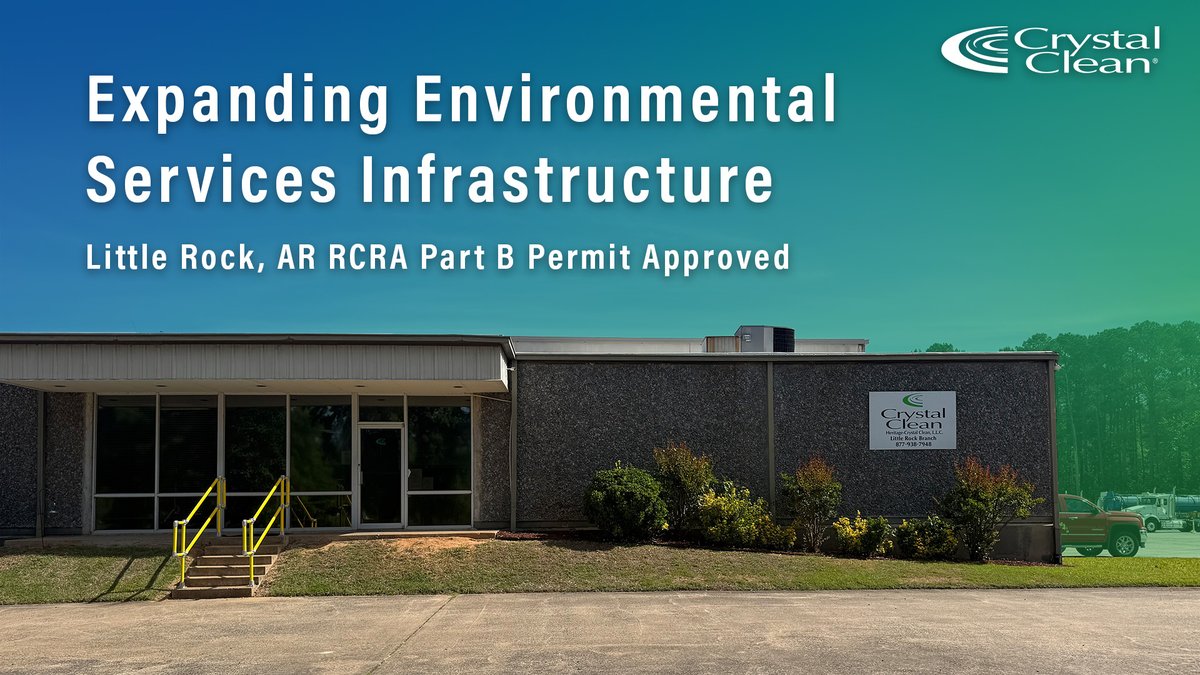 RecattoBrian's tweet photo. Big milestone for @H_CrystalClean today. The Arkansas DEQ has issued our RCRA Part B permit for the Little Rock facility.

Proud of the team effort behind this achievement and our continued investment in safe, compliant environmental services infrastructure. https://t.co/5IAt0iE3BZ
