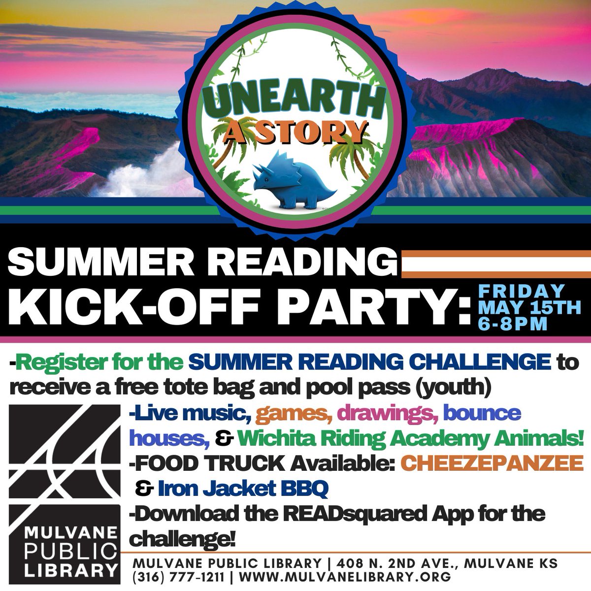 MulvaneLib's tweet photo. Party Update:  CHEEZEPANZEE will be at the Library tomorrow, May 15th from 6-8pm instead of Taters n Toppings.  We are excited both for their cheesy goodness and our awesome party!!!!

https://t.co/LXYsvVanZR https://t.co/pw8ysosC3u