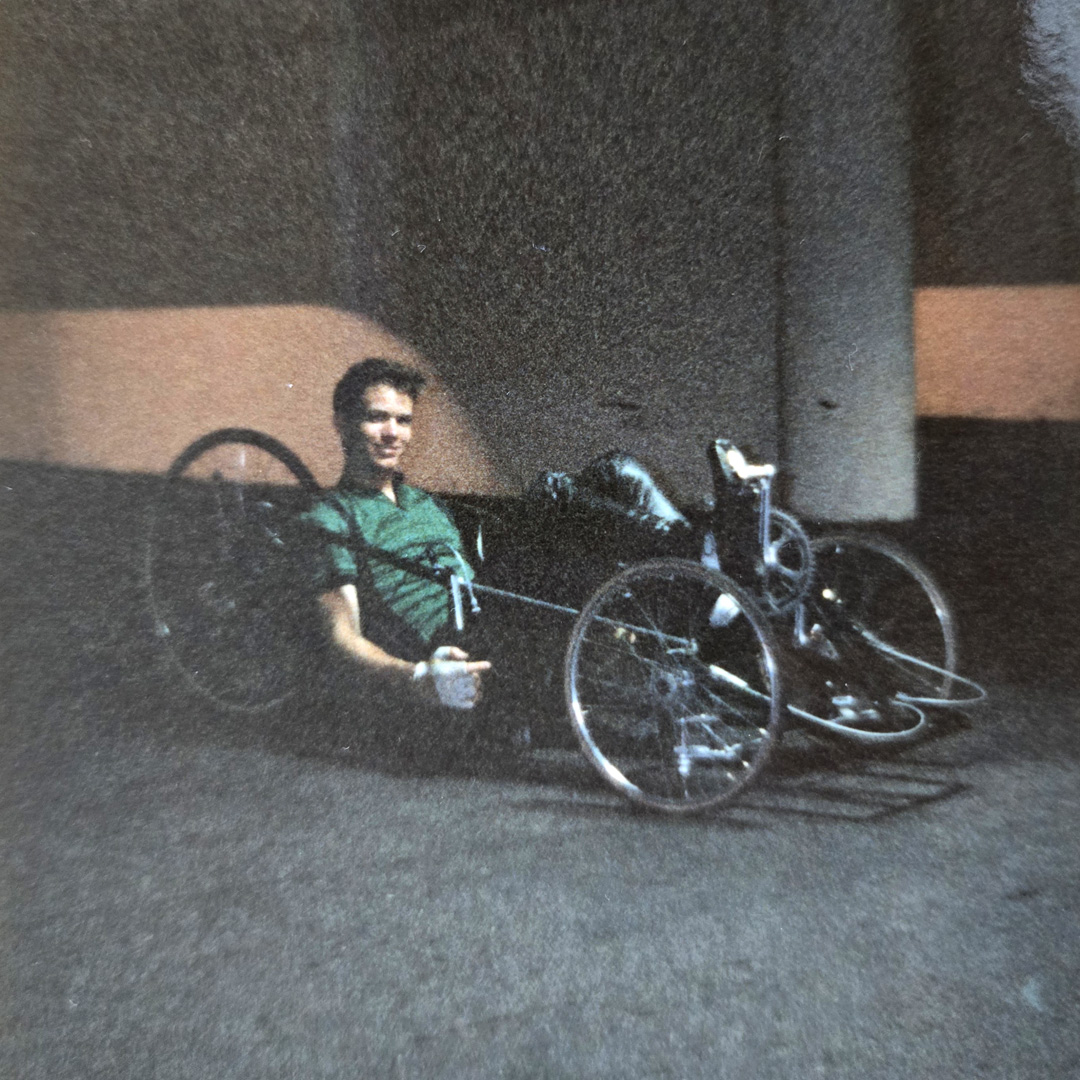 PolyEngineering's tweet photo. During college, Interim Dean Bob Crockett was a designer and pilot of the 1987 Human Powered Vehicle Club entry. The vehicle’s shell was made from Styrofoam and wrapped in plastic film. #TBT #ThrowbackThursday https://t.co/5J34WYgP7H
