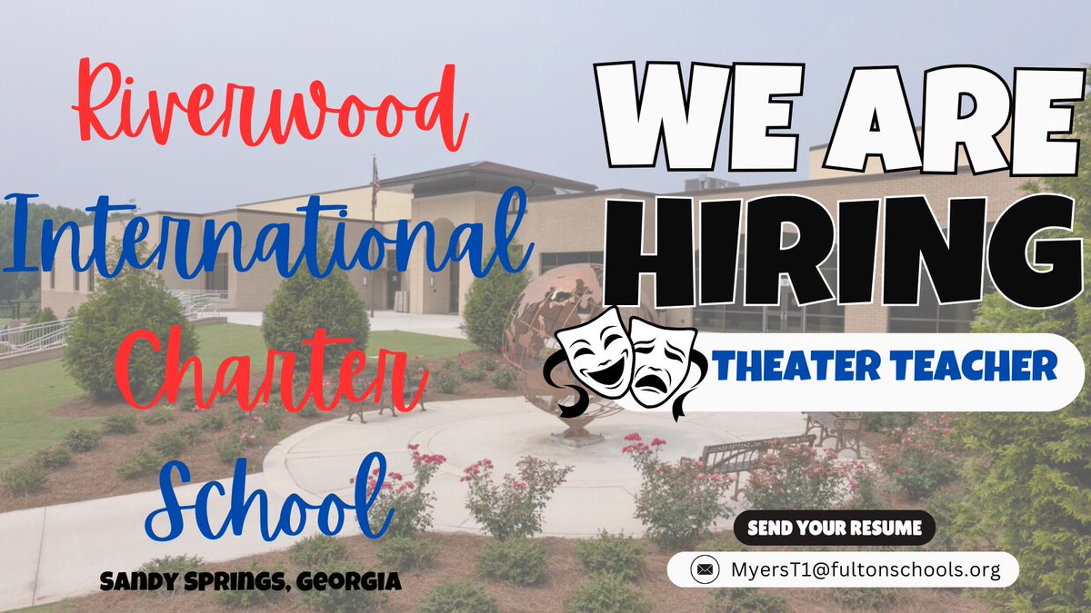 twallmyers's tweet photo. 📢 Join our Team! Come be a part of our amazing Visual and Performing Arts Department @RiverwoodICS ! We are looking for a dynamic educator to lead our Theater Program! https://t.co/JJsrQA8A60