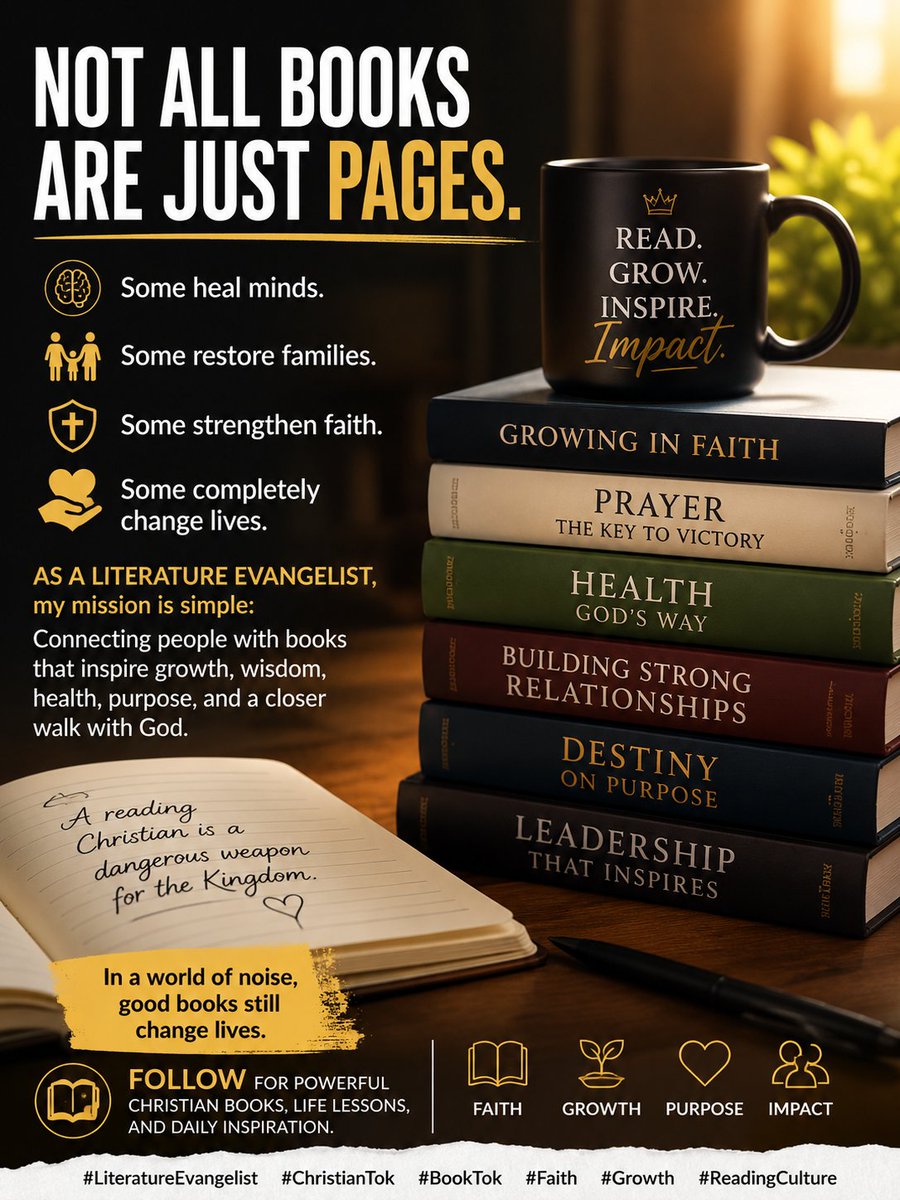 massedan's tweet photo. A book can reach places a sermon sometimes cannot.

As a Literature Evangelist, I’m passionate about sharing books that strengthen faith, build character, restore hope, and inspire purposeful living.

In a noisy world, good books still change lives.

#LiteratureEvangelist https://t.co/huKXZMV5Tj