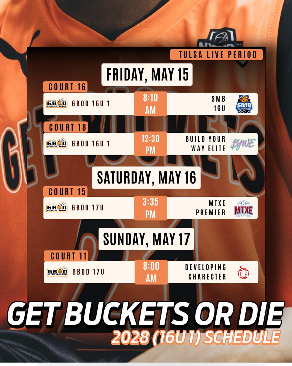 GetBucketsorDie's tweet photo. College Coaches 👀🏀

If you love players that compete, communicate, defend, and bring great energy to the floor… you might want to stop by 👀🔥

We’ve got hoopers ready to play hard, play together, and showcase what they’ve been working on. Positive vibes. Tough defense. High motor basketball. 🧡🖤

Come watch the talent. Tap into the atmosphere.
#GetBucketsOrDie #Tulsa #Live