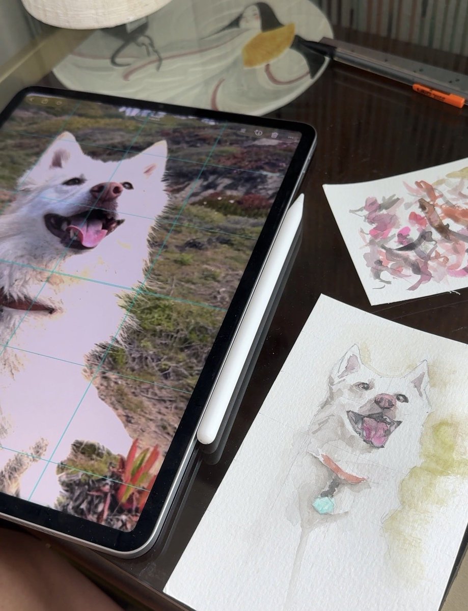 lingxlim's tweet photo. Including a custom watercolor painting of my first customer's dog in the package 🥰 because I want it to be extra special 💛 https://t.co/8NWOwIRTis