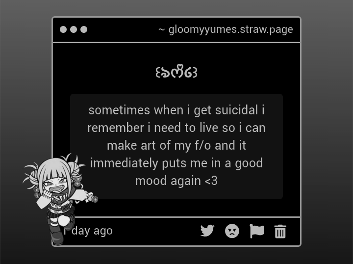 gloomyyumes's tweet photo. ⸺       𝜗💬            gimmick           𖹭

      ( suicide  mention  -  kinda )

do  it  for  spouse  !!!!!  (ෆ˙ᵕ˙ෆ)♡ ๋࣭ ⭑ https://t.co/g1wPaPvrVD