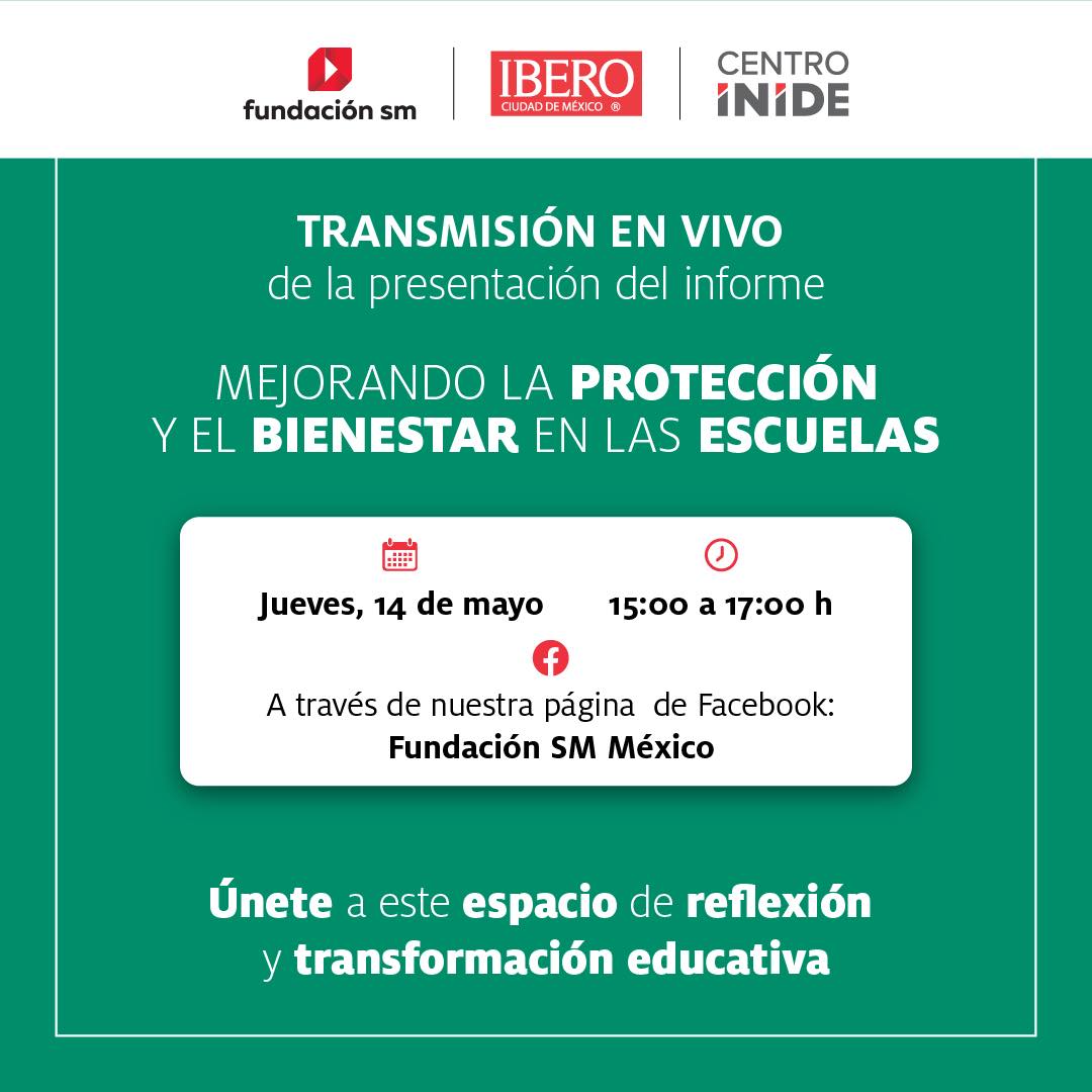 INIDEdelaUIA's tweet photo. #Difusión | ¡HOY, 3:00 PM! 📚

El bienestar docente también es hablar del futuro de la educación. Hoy se presenta el informe “Mejorando la protección y el bienestar en las escuelas”, de @Fundacion_SM y lA @IBERO_mx. https://t.co/MCTmx126Vd
