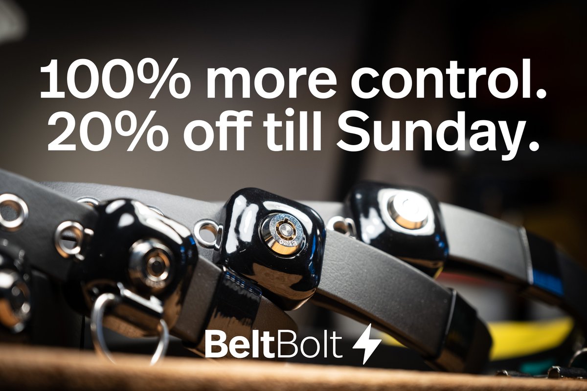 BeltBoltUK's tweet photo. Our locking waist belts, cuffs and collars, and everything else we make adds so much control to your sub's everyday life, but for this week it's all that bit more affordable!

Dozens of colour combos + full customisation!

20% off EVERYTHING with coupon code MAYDAY at checkout! https://t.co/C5LRpQuFAn
