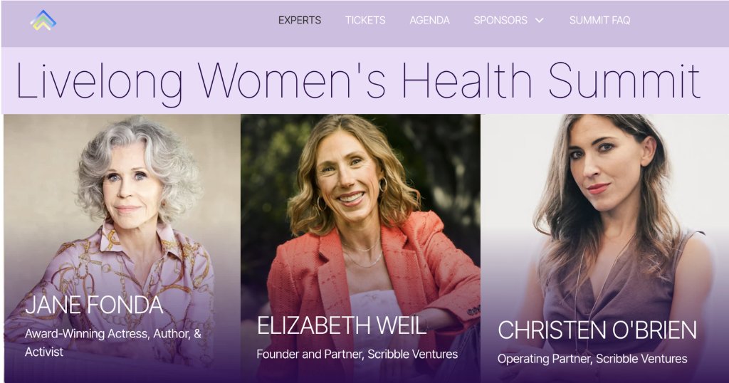 elizabeth's tweet photo. 1/ Many know @kevinweil & I are OBSESSED with health. 

But not sure people realize the Cambrian AI explosion happening in every part of healthcare & personal health.

@christenmarieob & I spoke @Livelong_Media's Summit alongside some of the world's top M.D.s. (and 💪Jane Fonda!). 

Here's what we shared: