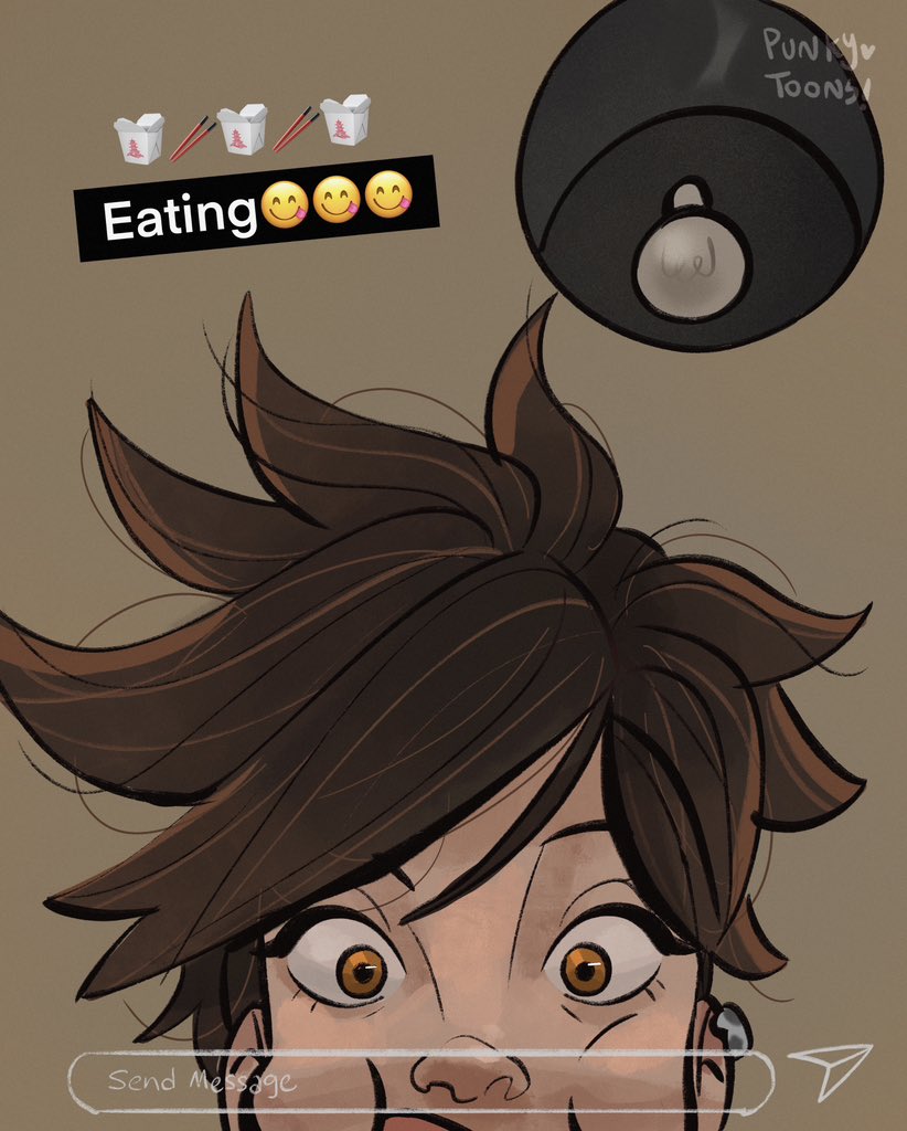 Punkytoons's tweet photo. Eating 
#tracer 
#traceroverwatch 
#tracerfanart
#overwatch https://t.co/uOkWu5lN5s