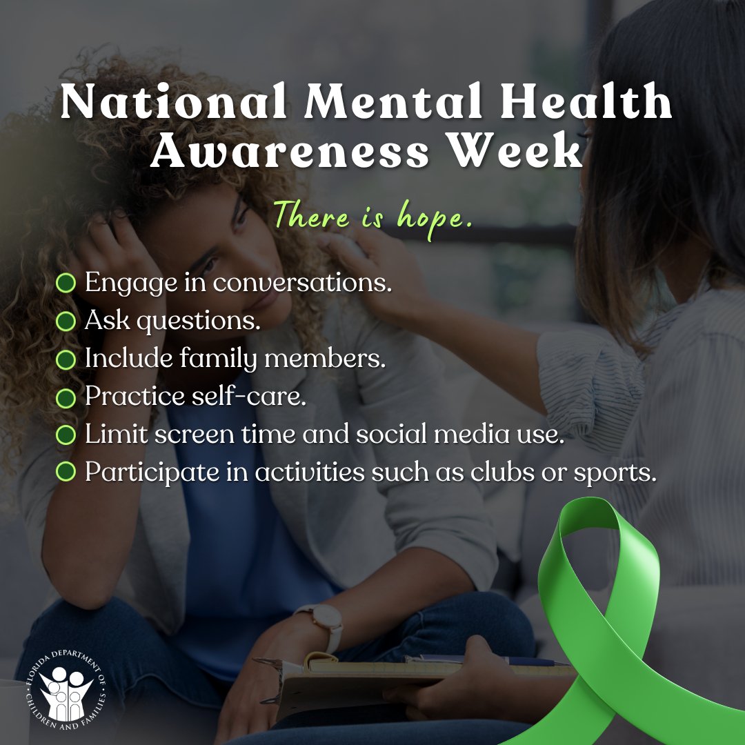 MyFLFamilies's tweet photo. During National Mental Health Awareness Week, consider the role you play in your family by taking the time to engage in meaningful conversations.
Small actions can make the biggest differences.
Learn more >>> https://t.co/mck5ScFZWN
#BeTheSupport #MentalHealthAwareness https://t.co/zF6M8iBWTU