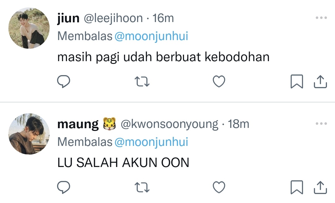 loeynads's tweet photo. wonhui
one tweet au

huru hara salah akun https://t.co/Y2Dpr4Mq3h