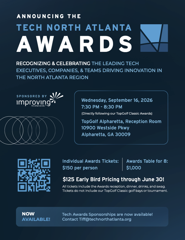 TechNorthATL's tweet photo. Nominations are now open for our inaugural Tech North Atlanta Awards! Nominate an outstanding tech executive today, using our 2-minute nomination form! https://t.co/raHONRkQBL

For sponsorship opportunities, contact tiff@technorthatlanta.org https://t.co/NwxnFuTNy5